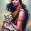 Idnian Lady And Tiger Diamond Painting