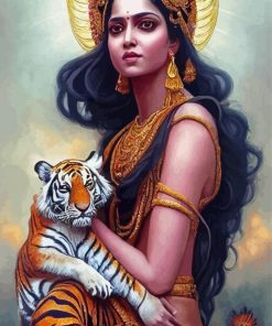 Idnian Lady And Tiger Diamond Painting