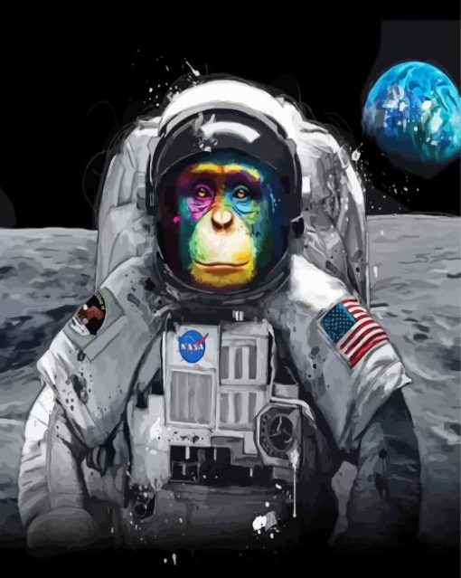 Space Astronaut Chimp Diamond Painting