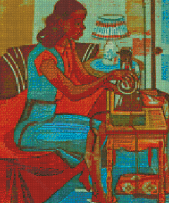 Girl Sewing Art Diamond Painting