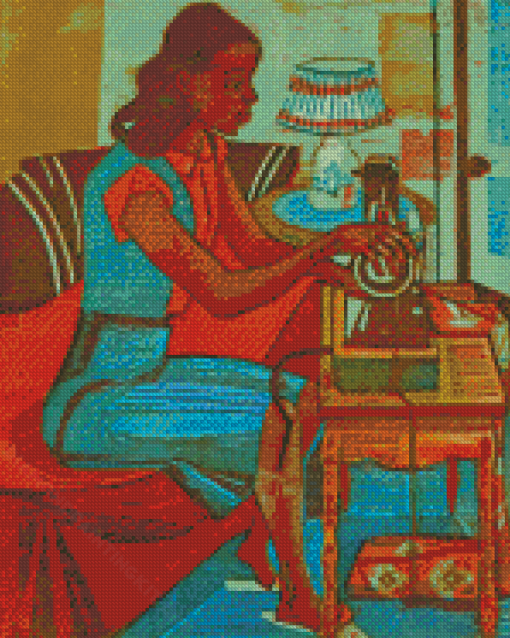 Girl Sewing Art Diamond Painting