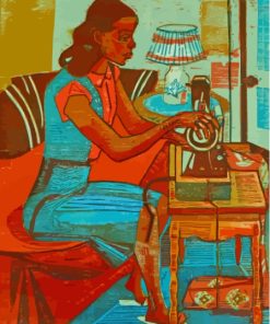 Girl Sewing Art Diamond Painting