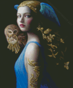 Owl Bird Girl Diamond Painting