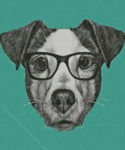 Dog In Glasses Diamond Painting