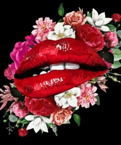 Lips Flowers Diamond Painting