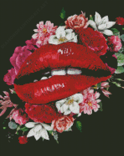 Lips Flowers Diamond Painting