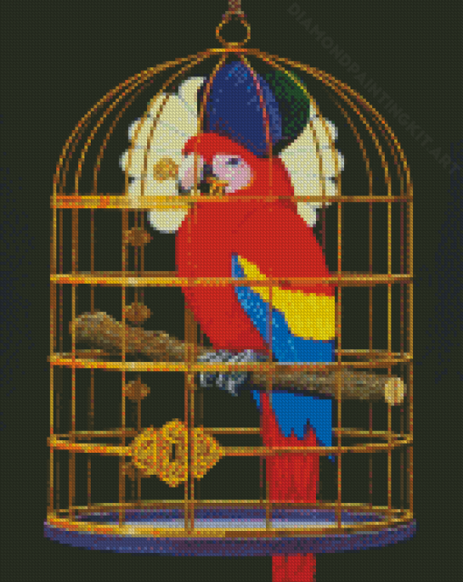 Caged Parrot Diamond Painting