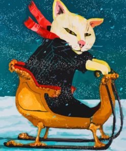 Cat Sledding Diamond Painting