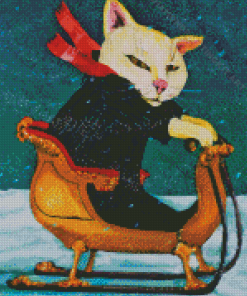 Cat Sledding Diamond Painting