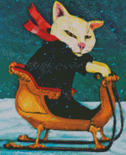 Cat Sledding Diamond Painting