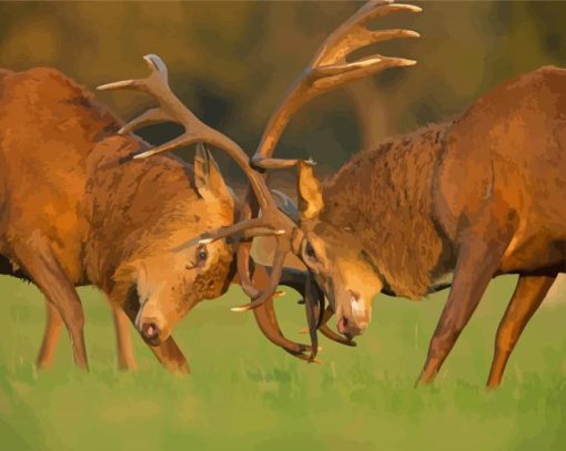 Deer Fighting Diamond Painting