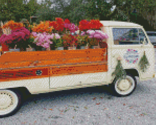 Flowers In Truck Diamond Painting