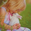 Girl Hugging Rabbit Diamond Painting