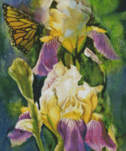 Irises With Butterflies Diamond Painting