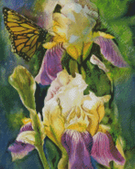 Irises With Butterflies Diamond Painting