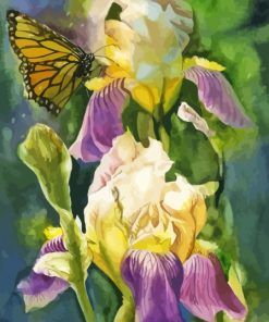 Irises With Butterflies Diamond Painting