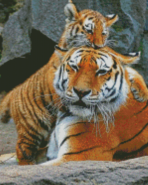 Tiger And Baby Diamond Painting