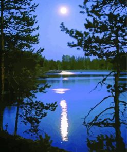 Moonlight Over Lake Diamond Painting