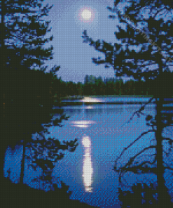 Moonlight Over Lake Diamond Painting