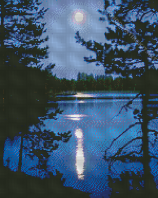 Moonlight Over Lake Diamond Painting