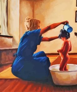 Mother Bathing Child Diamond Painting