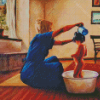 Mother Bathing Child Diamond Painting