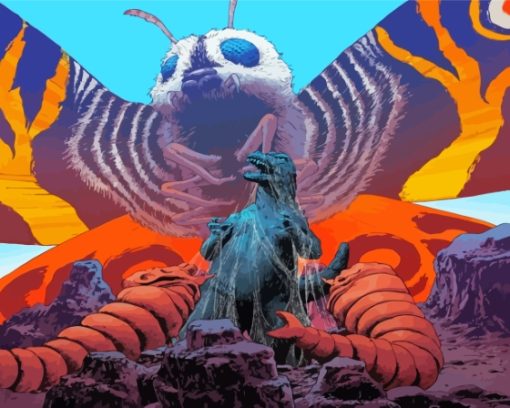 Mothra With Dinosaur Diamond Painting