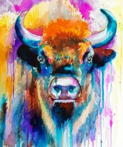 Splatter Bison Diamond Painting