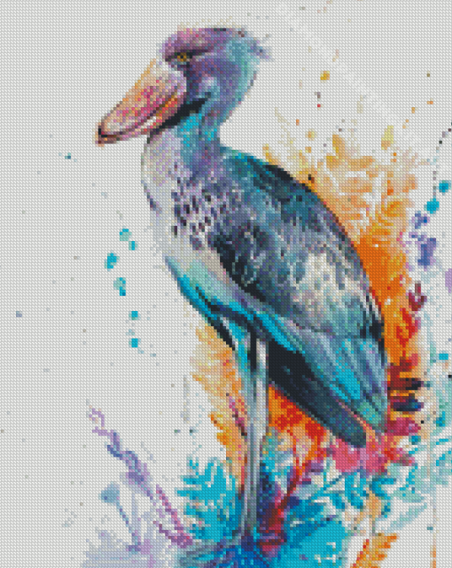 Splatter Shoebill Diamond Painting