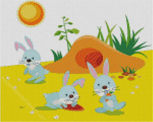 Cartoon Rabbits Diamond Painting