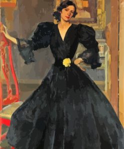 Woman In Black Dress Diamond Painting