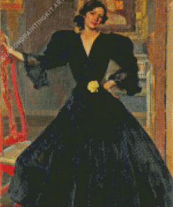 Woman In Black Dress Diamond Painting