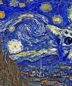 Starry Night Cat Diamond Painting