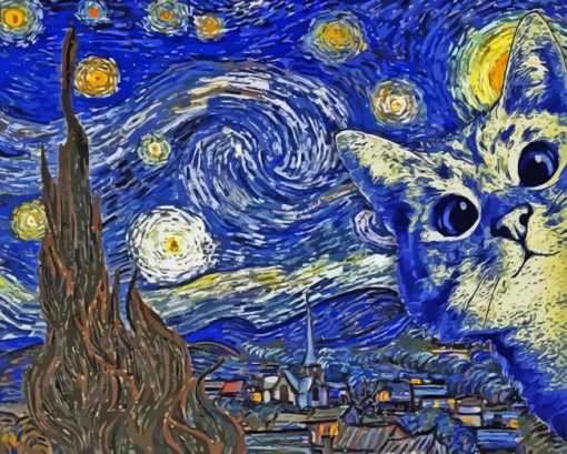 Starry Night Cat Diamond Painting