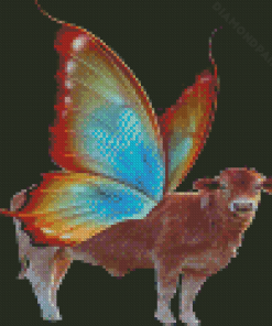 Cow And Butterfly Diamond Painting