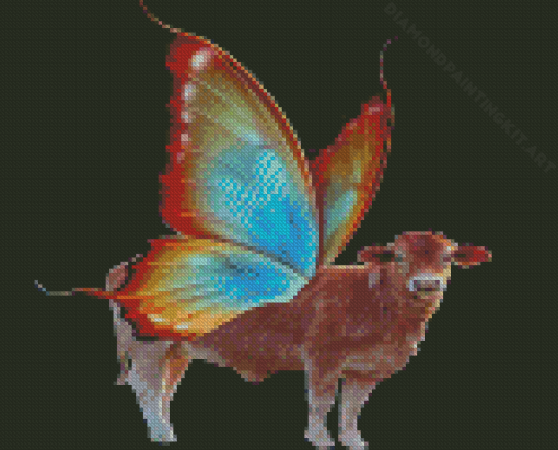 Cow And Butterfly Diamond Painting