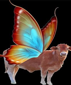 Cow And Butterfly Diamond Painting