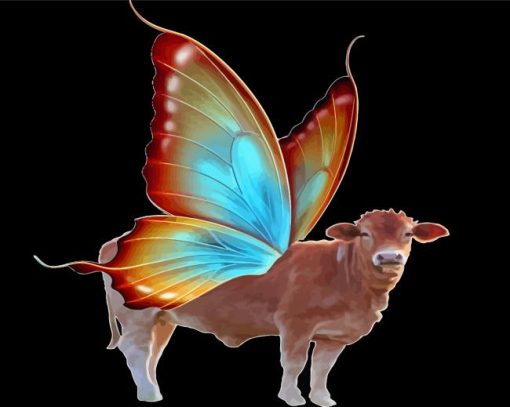 Cow And Butterfly Diamond Painting