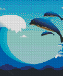 Dolphin In Waves Diamond Painting