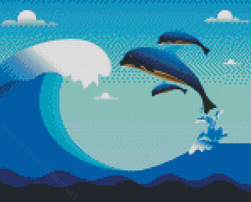 Dolphin In Waves Diamond Painting