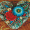 Flowers Heart Diamond Painting