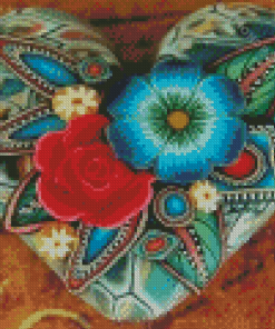 Flowers Heart Diamond Painting