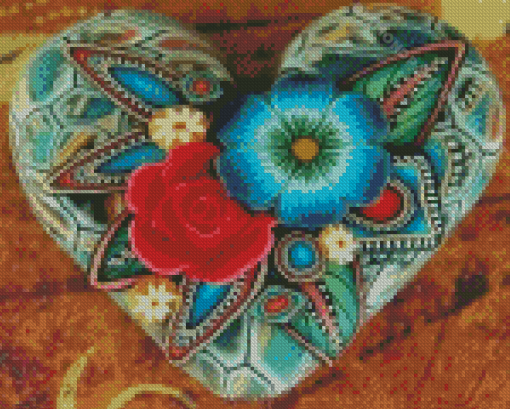 Flowers Heart Diamond Painting