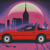 Outrun Red Car Diamond Painting