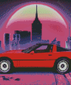 Outrun Red Car Diamond Painting