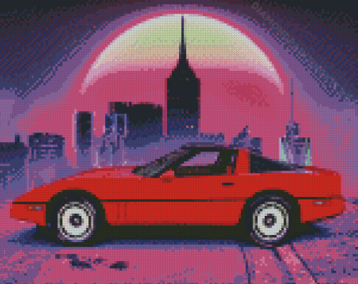 Outrun Red Car Diamond Painting