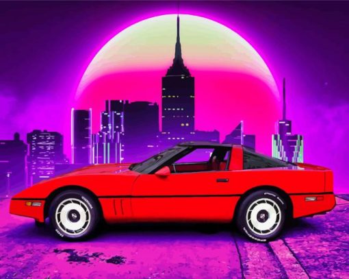 Outrun Red Car Diamond Painting