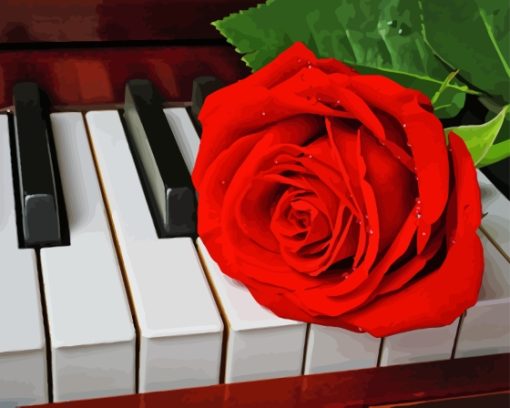 Piano With Rose Diamond Painting