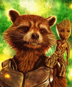 Rocket And Groot Diamond Painting