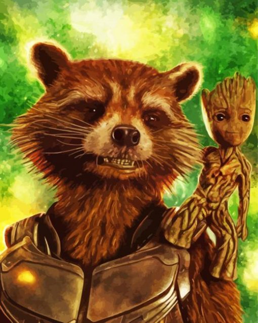 Rocket And Groot Diamond Painting